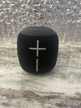 Portable Black Bluetooth Speaker with Loop and Front Volume Controls